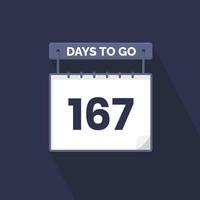 Quedan 167 días de cuenta regresiva para la promoción de ventas. Quedan 167 días para el banner de ventas promocionales. vector