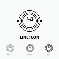 Aim. business. deadline. flag. focus Icon in Thin. Regular and Bold Line Style. Vector illustration