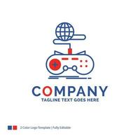 Company Name Logo Design For Game. gaming. internet. multiplayer. online. Blue and red Brand Name Design with place for Tagline. Abstract Creative Logo template for Small and Large Business. vector