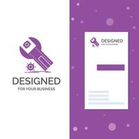 Business Logo for settings. App. installation. maintenance. service. Vertical Purple Business .Visiting Card template. Creative background vector illustration