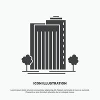 edificio. verde. planta. ciudad. icono inteligente. símbolo gris vectorial de glifo para ui y ux. sitio web o aplicación móvil vector