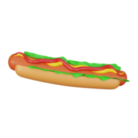 Rendu 3D de l'icône de la malbouffe de hot-dog png