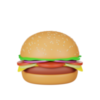 Representación 3d del icono de comida chatarra de hamburguesa png