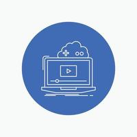 Cloud. game. online. streaming. video White Line Icon in Circle background. vector icon illustration