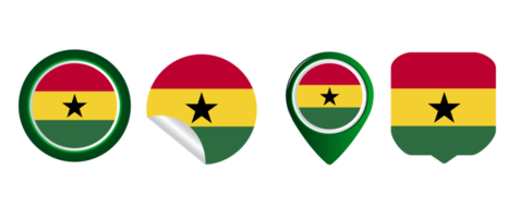 Ghana bandiera piatto icona simbolo illustrazione png