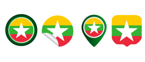 Myanmar vlag vlak icoon symbool illustratie png