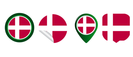 Danmark flagga platt ikon symbol illustration png