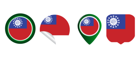 myanmar birmanie drapeau plat icône symbole illustration png