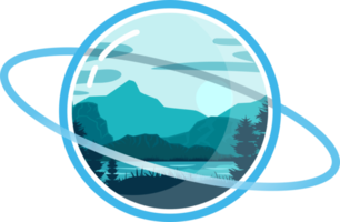 Mountain View on Planet Glass png