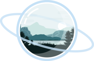 vue sur la montagne sur la planète verre png