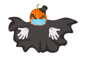 Halloween Cartoon CHaracter - Pumpkin Witch Wearng Face Mask png