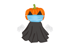 Halloween Cartoon CHaracter - Pumpkin Witch Wearng Face Mask png