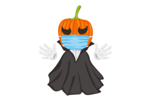 Halloween Cartoon CHaracter - Pumpkin Witch Wearng Face Mask png