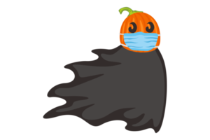 Halloween Cartoon CHaracter - Pumpkin Witch Wearng Face Mask png