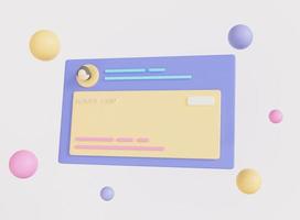 3D member card with colorful spheres. 3D rendering. photo