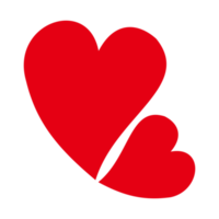 Red heart symbol. Simple flat two hearts icon or logo isolated on transparent background. Suitable for use as a symbol of love and Valentine's design. PNG Format