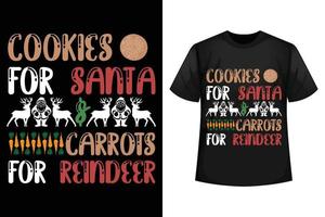 galletas para santa y zanahorias para renos - plantilla de diseño de camisetas navideñas vector