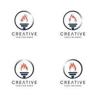 Torch logo collection with modern abstract concept Premium Vector