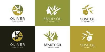 Olive oil and beauty logo collcetion for company Premium Vector