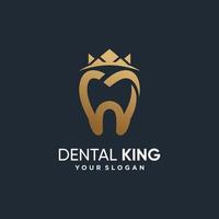 Dental king logo icon with modern crown concept design Premium Vector