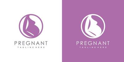 Pregnant logo design with modern unique style Premium Vector