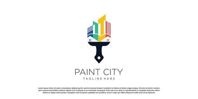 Painting logo design with creative unique style Premium Vector