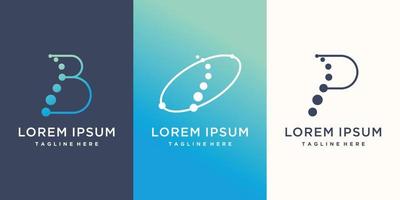 Molecule logo design collection with letter b, p, o and modern concept Premium Vector