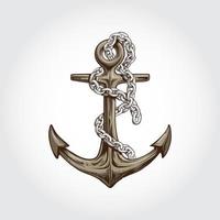 Anchor Vector Illustration.  Highly detailed old metallic anchor.