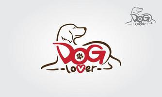 plantilla de logotipo vectorial amante de los perros. esta plantilla de logotipo es ideal para tiendas de mascotas o cualquier tipo de negocio relacionado con el cuidado de mascotas vector