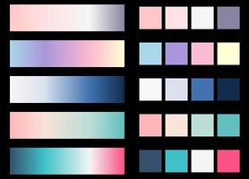 Popular color palette. An example of a color scheme. Forecast of the future color trend template. Gradient and solid color composition for modern design. Vector Eps 10.