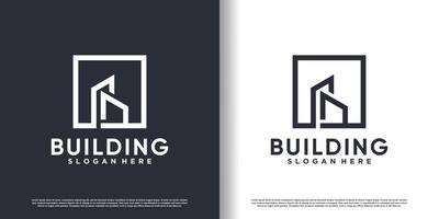 diseño de logotipo de construcción de edificios para empresas con vector premium de concepto moderno creativo