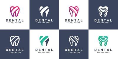 colección de logotipos dentales con vector premium de diseño moderno
