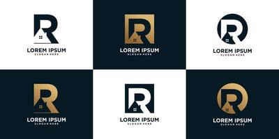 colección de logotipos r con vector premium de concepto de casa