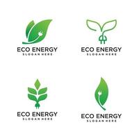 conjunto de icono de logotipo de ecología con licencia moderna y vector premium de diseño de concepto orgánico