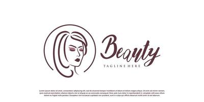 Woman logo design with creative unique style Premium Vector