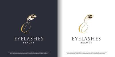 eyelash beauty logo with letter e style premium vector