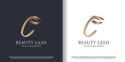 eyelash beauty logo with letter c style premium vector