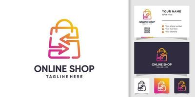 Online shop logo design with modern concept idea vector