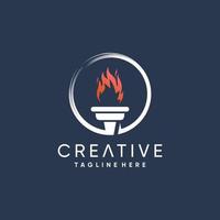 Torch logo design with modern abstract concept Premium Vector