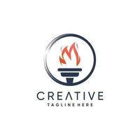 Torch logo design with modern abstract concept Premium Vector