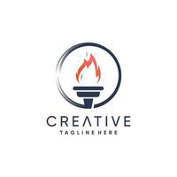 Torch logo design with modern abstract concept Premium Vector