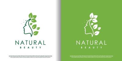 diseño de logotipo de belleza natural con vector premium de estilo único