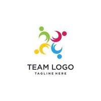 diseño de logotipo de trabajo en equipo con vector premium de estilo creativo moderno