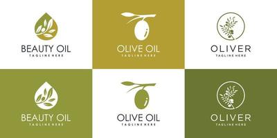 colección de logotipo de aceite de oliva y belleza para el vector premium de la empresa