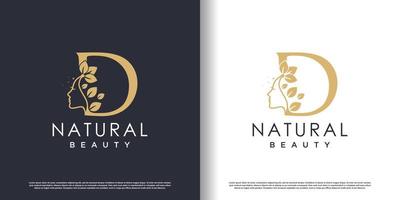 logotipo de belleza natural con vector premium de estilo letra d