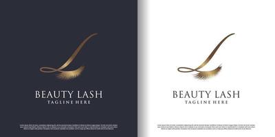 eyelash beauty logo with letter l style premium vector