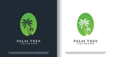 palm tree logo desaign vector with creative concept premium vector