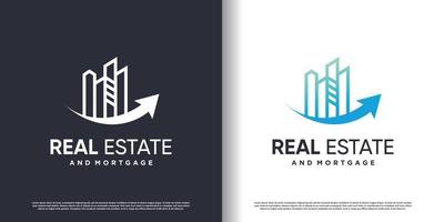 Real estate logo design with arrow concept vector