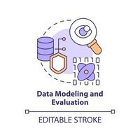 Data modeling and evaluation concept icon. Machine learning engineer skill abstract idea thin line illustration. Isolated outline drawing. Editable stroke. vector