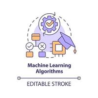 Machine learning algorithms concept icon. Machine learning engineer skill abstract idea thin line illustration. Isolated outline drawing. Editable stroke. vector